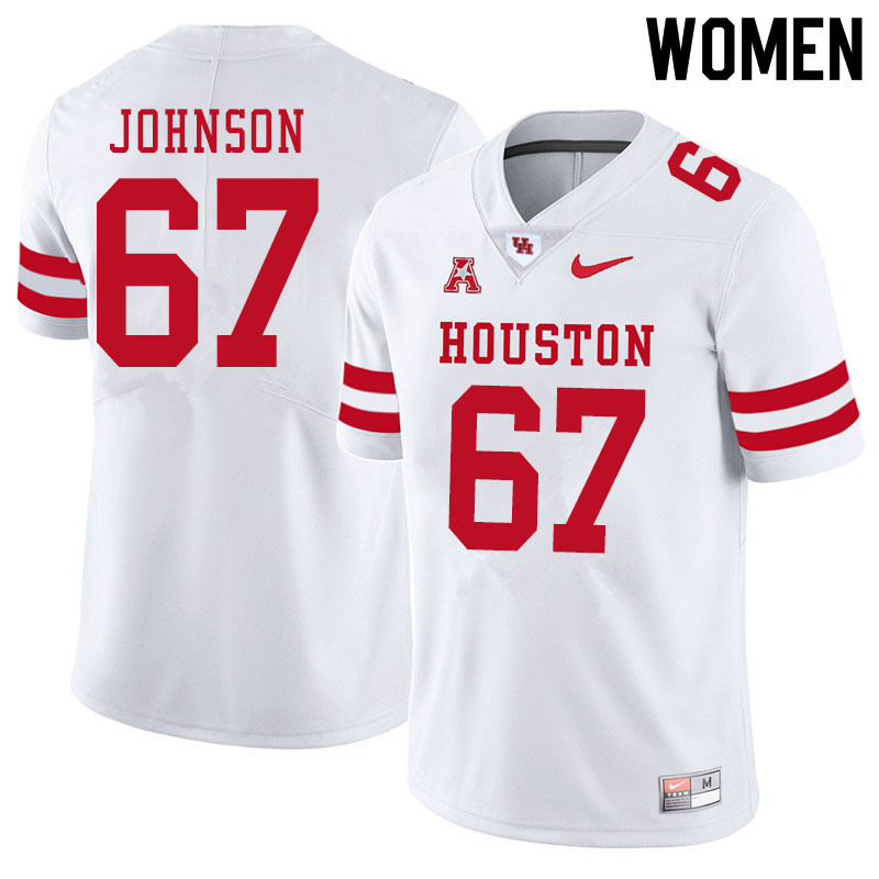 Women #67 Cam'Ron Johnson Houston Cougars College Football Jerseys Sale-White